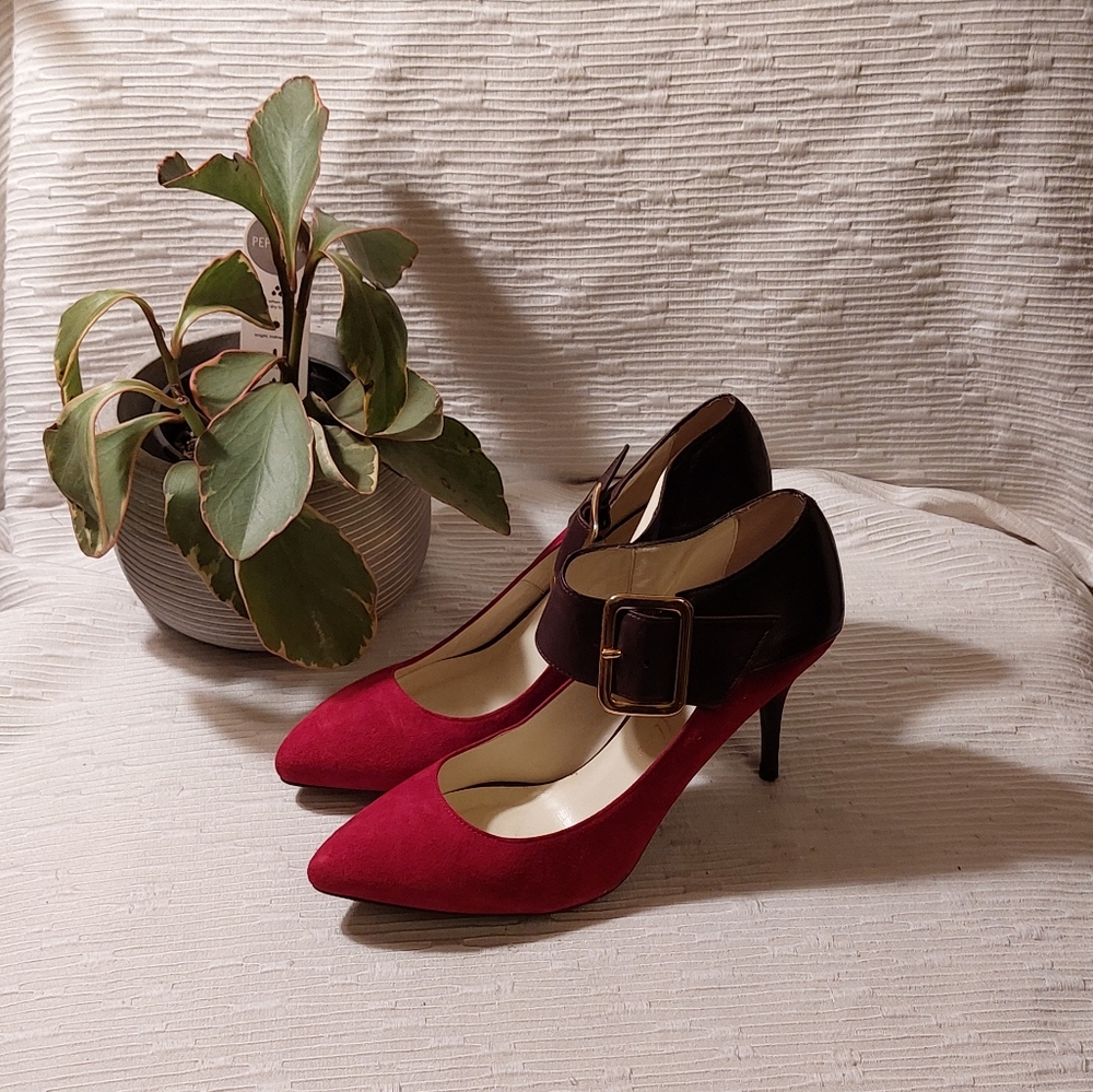 Bettye Muller Burgundy Heels with Buckle